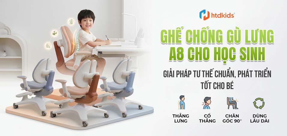 Ghế Chống Gù Lưng A8 Cho Học Sinh – Giải Pháp Tư Thế Chuẩn, Phát Triển Tốt Cho Bé