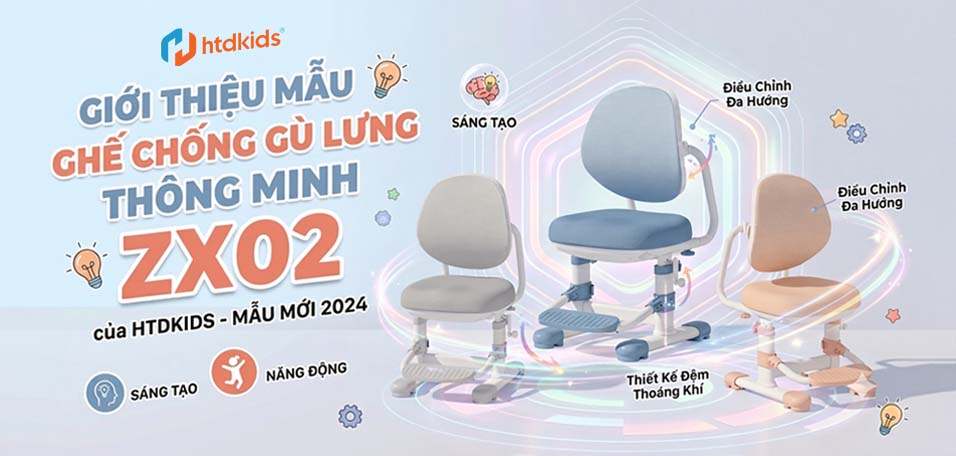 Giới thiệu ghế chống gù lưng Zx02 của HTDKIDS, mẫu mới 2024